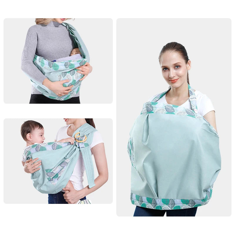 Baby Wrap Newborn Sling Dual Use Infant Nursing Cover Carrier Mesh Fabric Breastfeeding Carriers Up To 130 Lbs (0-36M)