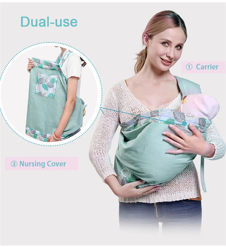 Baby Wrap Newborn Sling Dual Use Infant Nursing Cover Carrier Mesh Fabric Breastfeeding Carriers Up To 130 Lbs (0-36M)