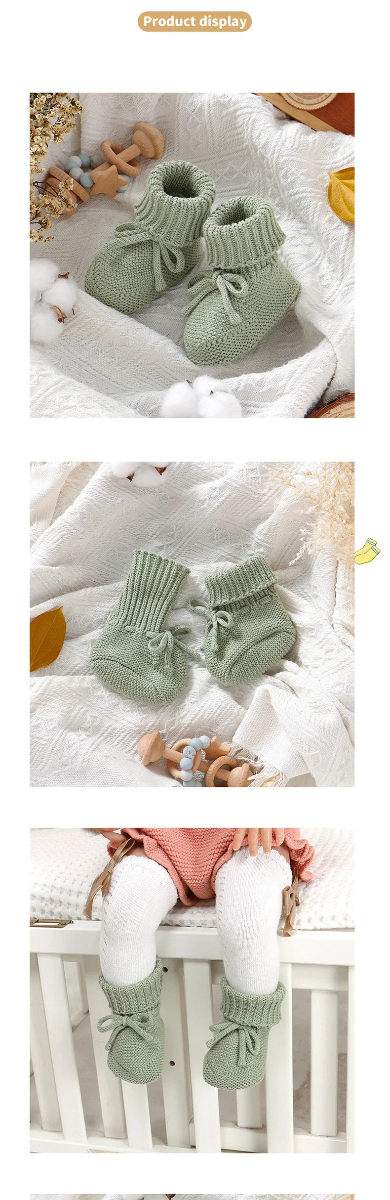 Infant Baby Shoes Cotton Knitted Newborn Girl Boy Boots Fashion Solid Warm Toddler Kid Slip-On Bed Shoes Handmade 0-18M Footwear