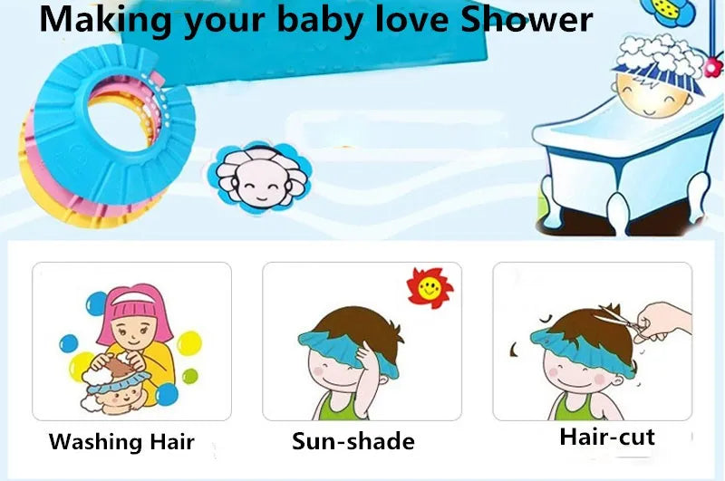 Adjustable Baby Shampoo Cap Kids Wash Hair Protection Infant Health Care Accessories New Soft EVA Bath Waterproof Hat