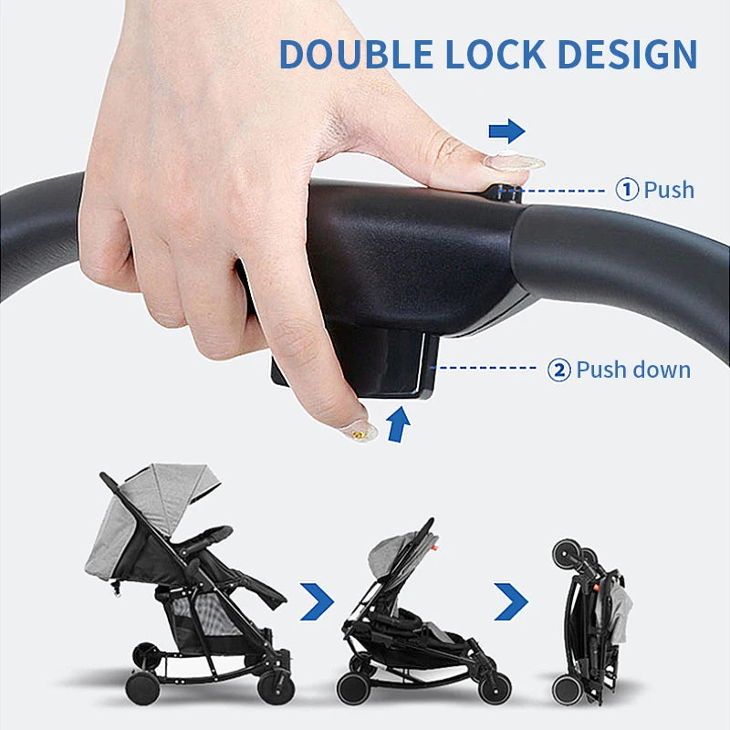 Baby Stroller, One-Hand Fold and Adjustable Canopy Lightweight Baby Stroller, 4 Wheels Infant Stroller