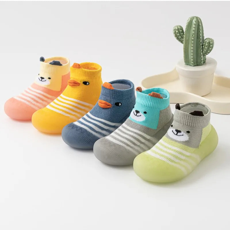 Animal Pattern Baby Floor Socks Non-slip Silicone Sole Cute Cartoon Toddler Shoes Breathable Casual Cotton Baby Boys Girls Shoes