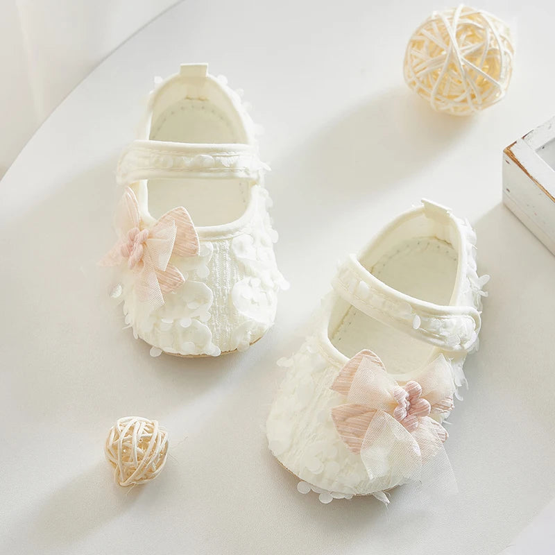 Adorable Baby Girl Bow Flats Shoes with Petal Design for Special Occasions like Parties Festivals and Baby Showers - Perfect