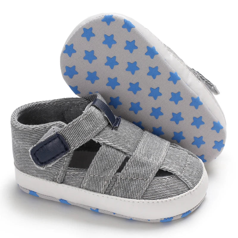 Newborn Boys And Girls Baby Shoes Fashion Canvas Soft Soles First Walking Shoes Breathable Sandals Popular Summer Beach Shoes