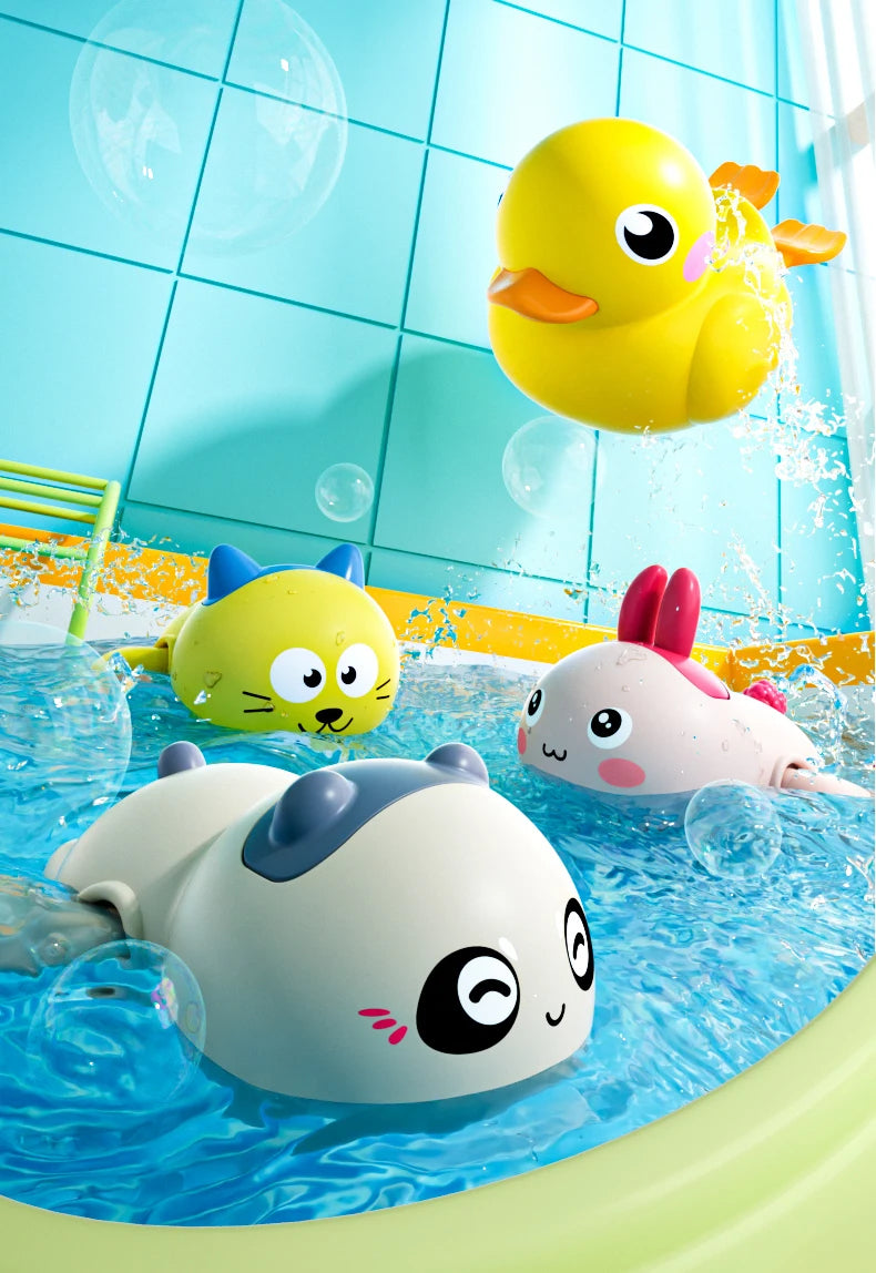 Baby Bath Toys Kids Swimming Clockwork Dolls Play Water Fun Bathing Cute Funny Children Bathroom Shower Bathtub Animals Toy