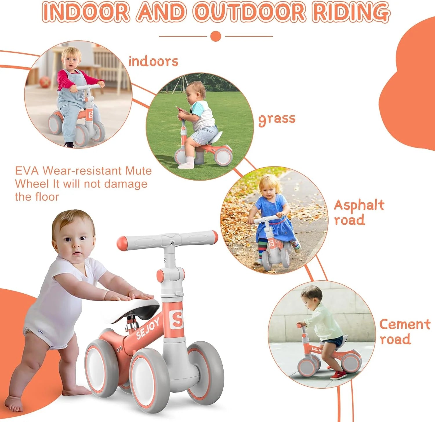 Sejoy Baby Balance Bike for 1 Year Old Boys Girls Toddler Balance Bike Infant First Walking Bike Toddler Training Bike