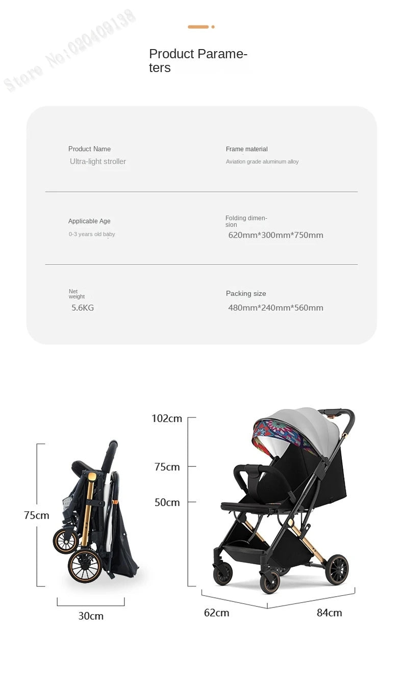 New Baby Stroller Ultra-lightweight Pram can sit and lie down Foldable 0-3 Years old Children's strollers Four Wheels