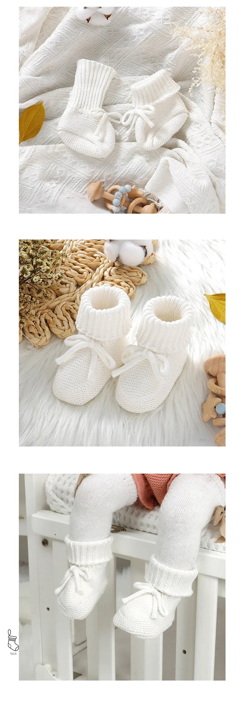 Infant Baby Shoes Cotton Knitted Newborn Girl Boy Boots Fashion Solid Warm Toddler Kid Slip-On Bed Shoes Handmade 0-18M Footwear