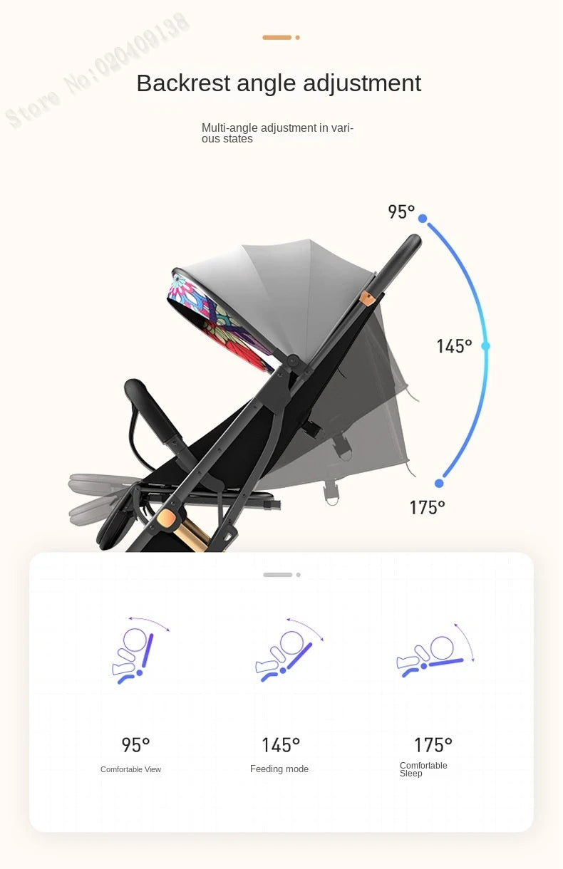 New Baby Stroller Ultra-lightweight Pram can sit and lie down Foldable 0-3 Years old Children's strollers Four Wheels