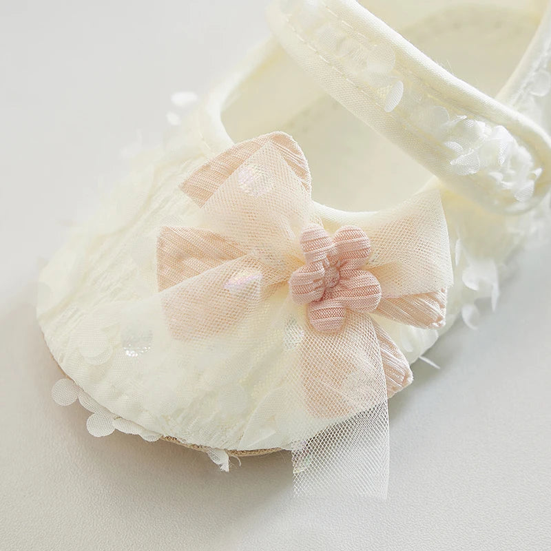 Adorable Baby Girl Bow Flats Shoes with Petal Design for Special Occasions like Parties Festivals and Baby Showers - Perfect