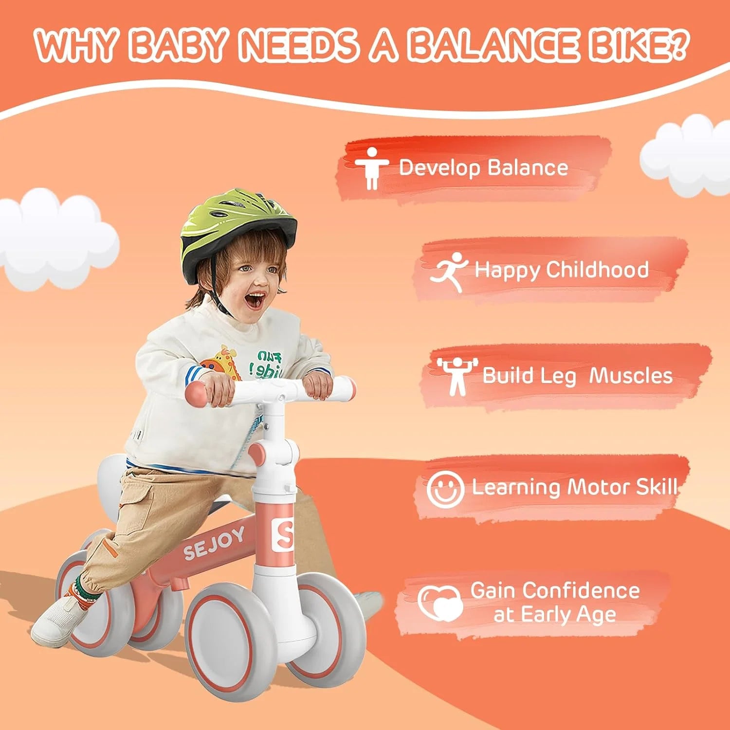 Sejoy Baby Balance Bike for 1 Year Old Boys Girls Toddler Balance Bike Infant First Walking Bike Toddler Training Bike