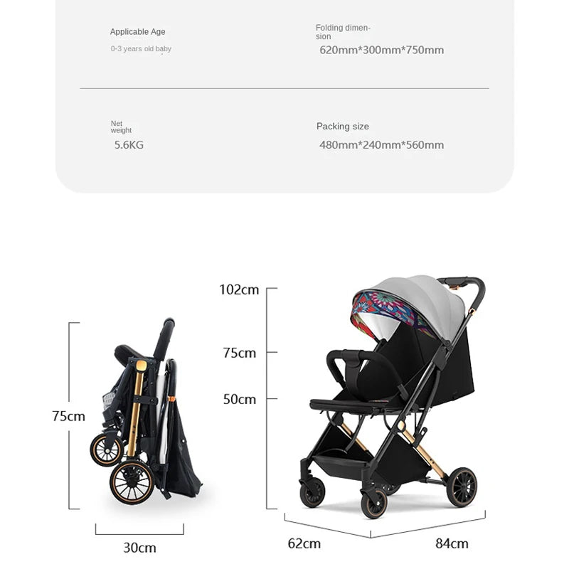 New Baby Stroller Ultra-lightweight Pram can sit and lie down Foldable 0-3 Years old Children's strollers Four Wheels