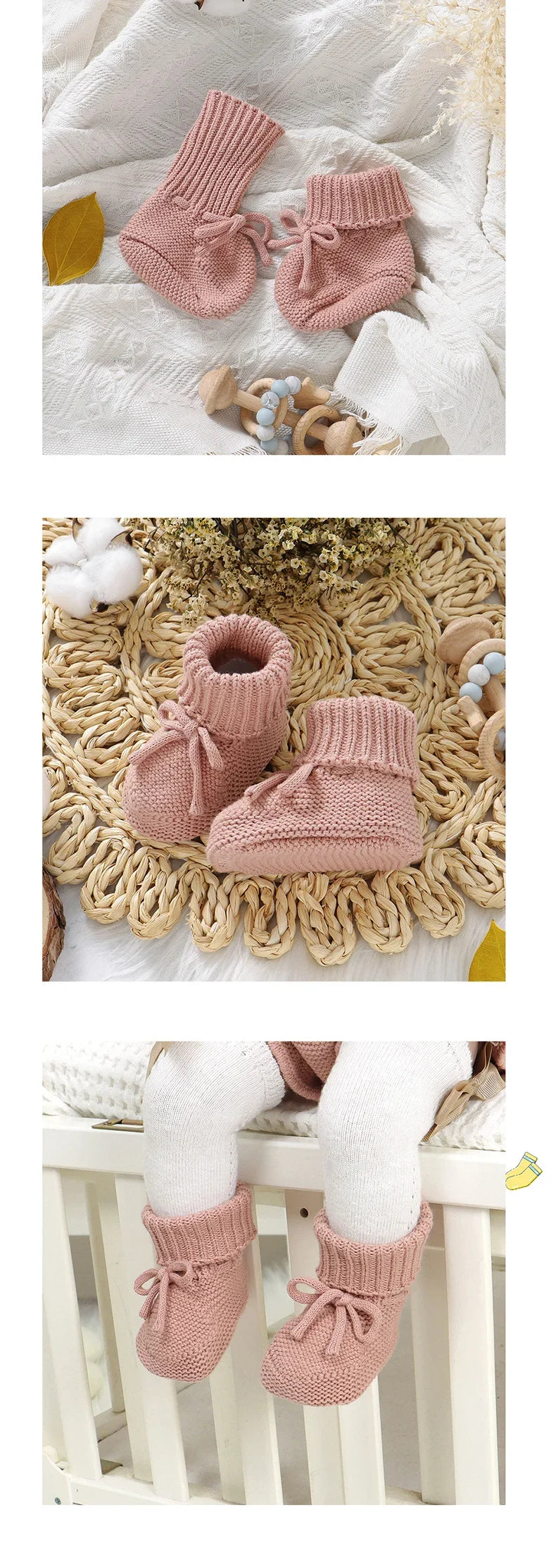 Infant Baby Shoes Cotton Knitted Newborn Girl Boy Boots Fashion Solid Warm Toddler Kid Slip-On Bed Shoes Handmade 0-18M Footwear