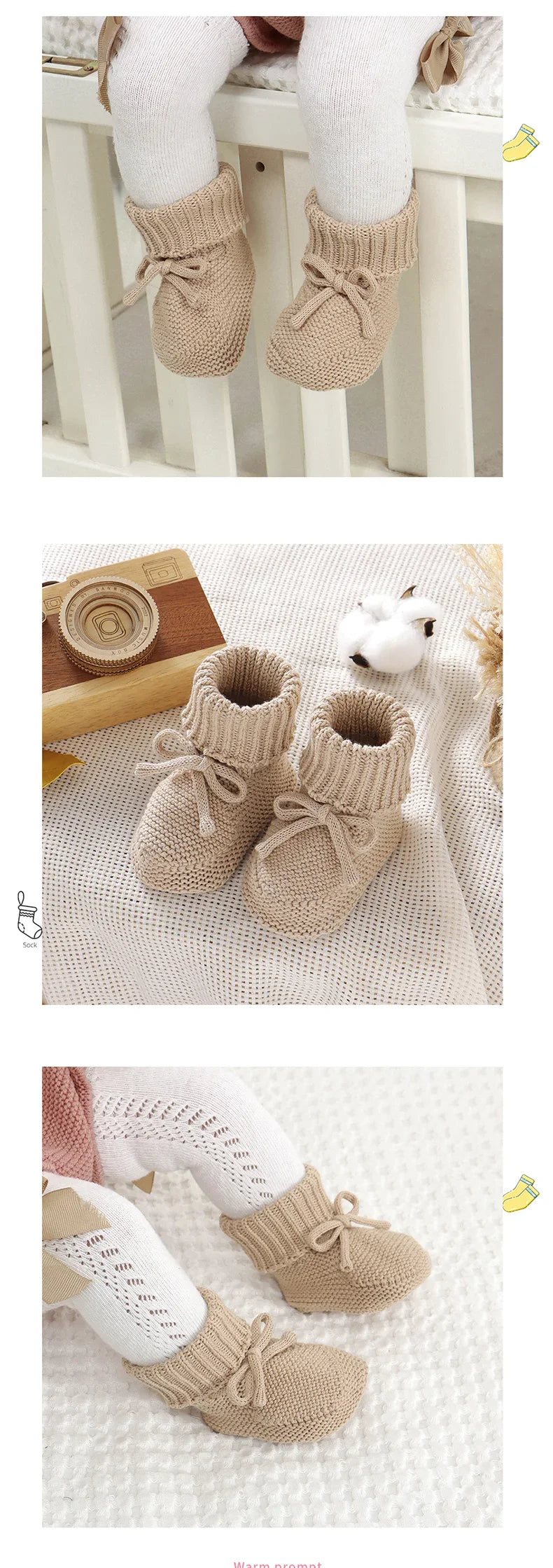 Infant Baby Shoes Cotton Knitted Newborn Girl Boy Boots Fashion Solid Warm Toddler Kid Slip-On Bed Shoes Handmade 0-18M Footwear