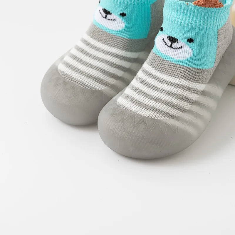 Animal Pattern Baby Floor Socks Non-slip Silicone Sole Cute Cartoon Toddler Shoes Breathable Casual Cotton Baby Boys Girls Shoes