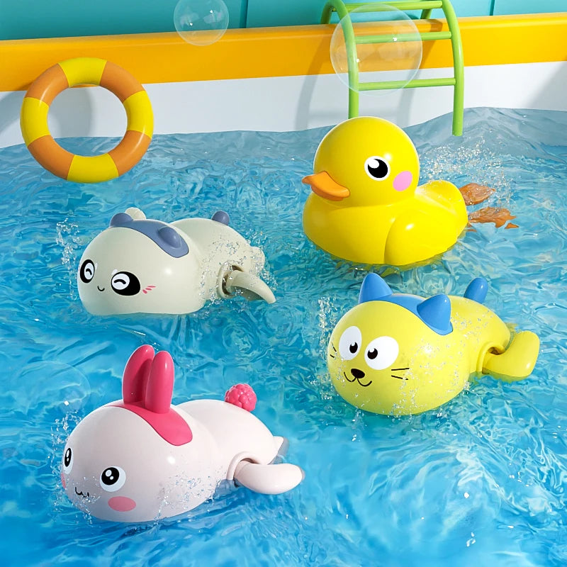 Baby Bath Toys Kids Swimming Clockwork Dolls Play Water Fun Bathing Cute Funny Children Bathroom Shower Bathtub Animals Toy