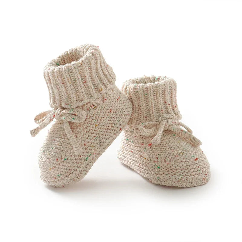 Infant Baby Shoes Cotton Knitted Newborn Girl Boy Boots Fashion Solid Warm Toddler Kid Slip-On Bed Shoes Handmade 0-18M Footwear