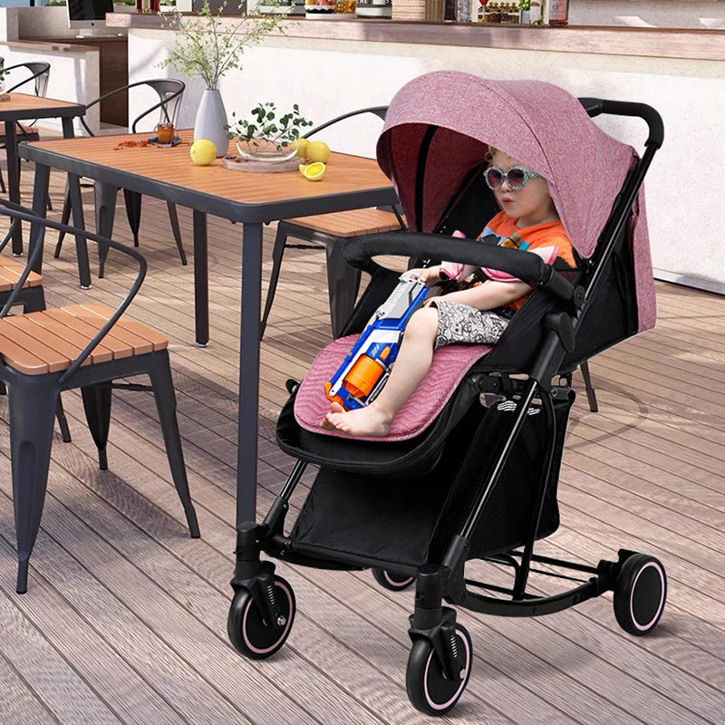 Baby Stroller, One-Hand Fold and Adjustable Canopy Lightweight Baby Stroller, 4 Wheels Infant Stroller