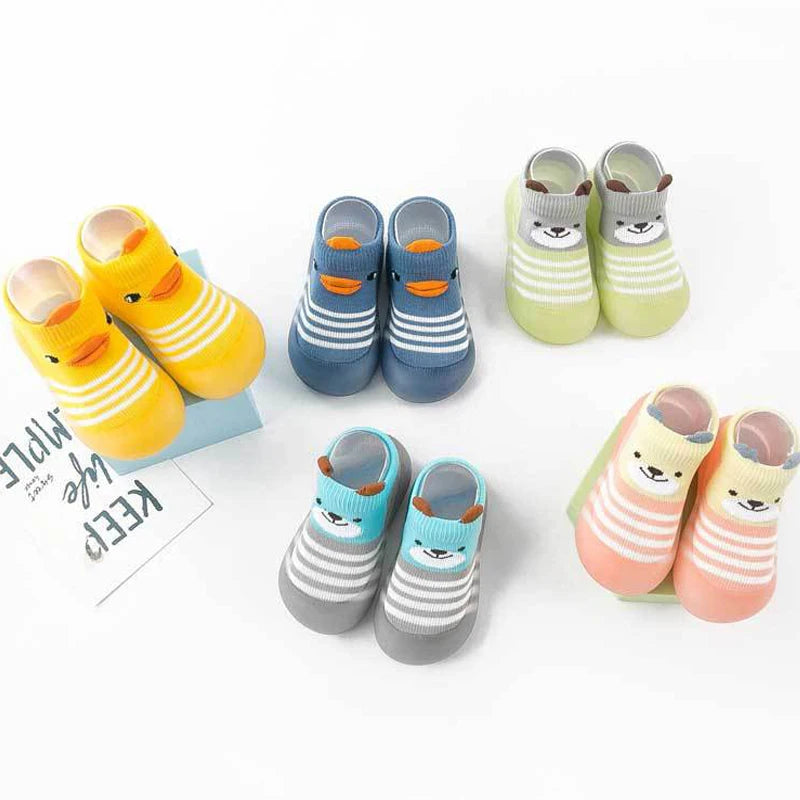 Animal Pattern Baby Floor Socks Non-slip Silicone Sole Cute Cartoon Toddler Shoes Breathable Casual Cotton Baby Boys Girls Shoes