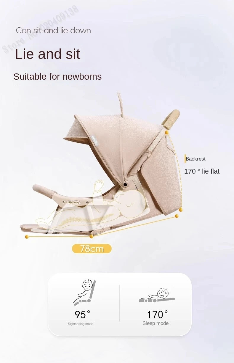 Lightweight Stroller Sitting and Reclining Small Boardable Travelling Umbrella Car Pocket Stroller with Four Wheels