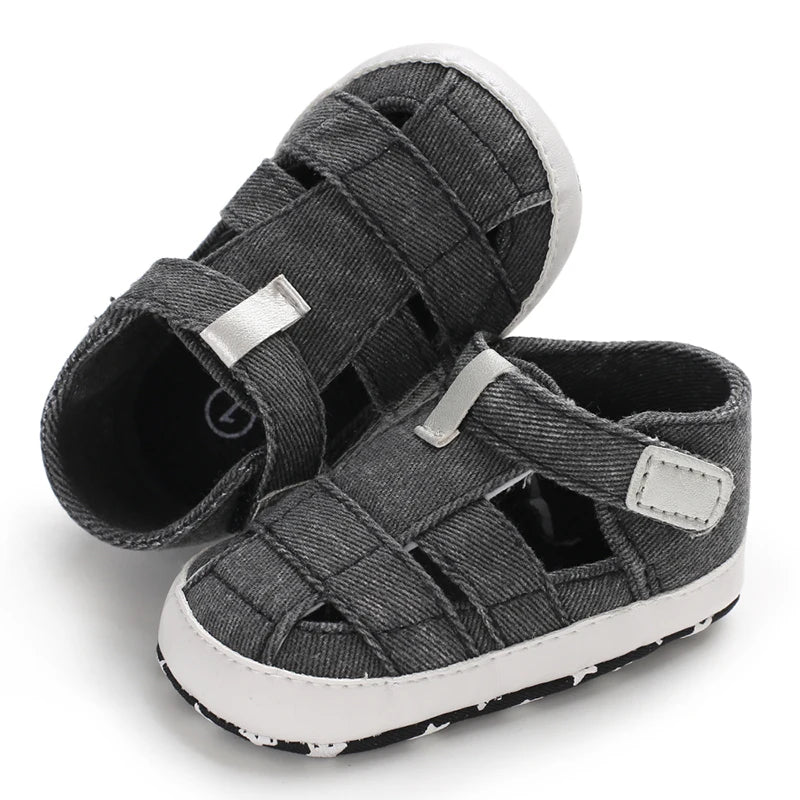 Newborn Boys And Girls Baby Shoes Fashion Canvas Soft Soles First Walking Shoes Breathable Sandals Popular Summer Beach Shoes