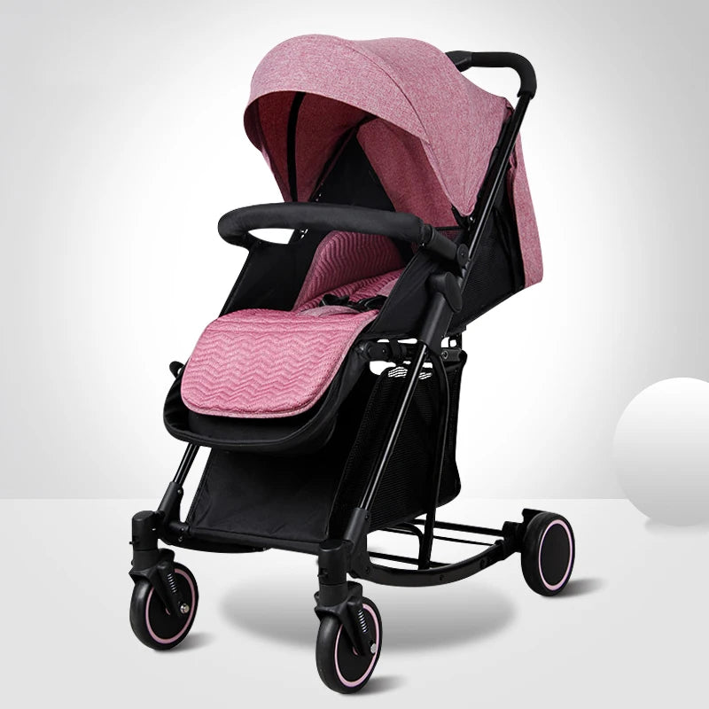 Baby Stroller, One-Hand Fold and Adjustable Canopy Lightweight Baby Stroller, 4 Wheels Infant Stroller