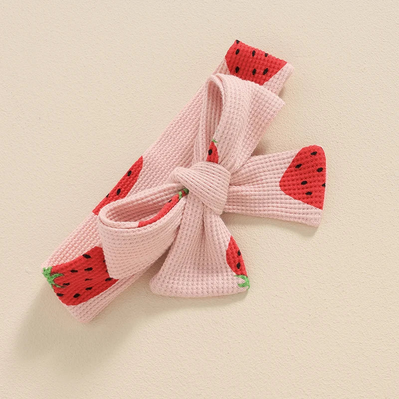 Pudcoco Baby Girl Summer Jumpsuit Strawberry Print Bandage Sleeveless Romper and Headband Set Cute Fashion Clothes Outfits 3-24M