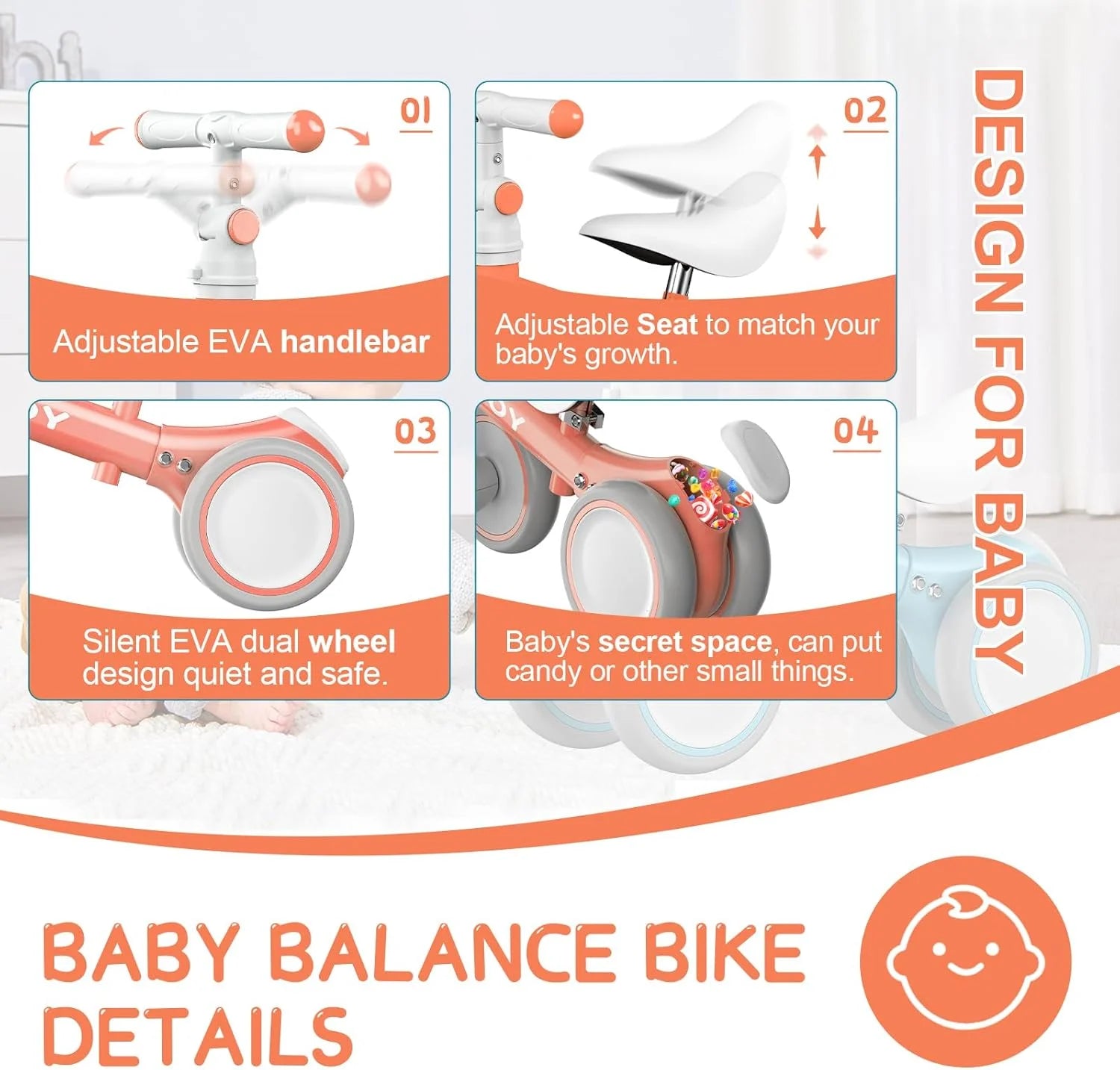 Sejoy Baby Balance Bike for 1 Year Old Boys Girls Toddler Balance Bike Infant First Walking Bike Toddler Training Bike