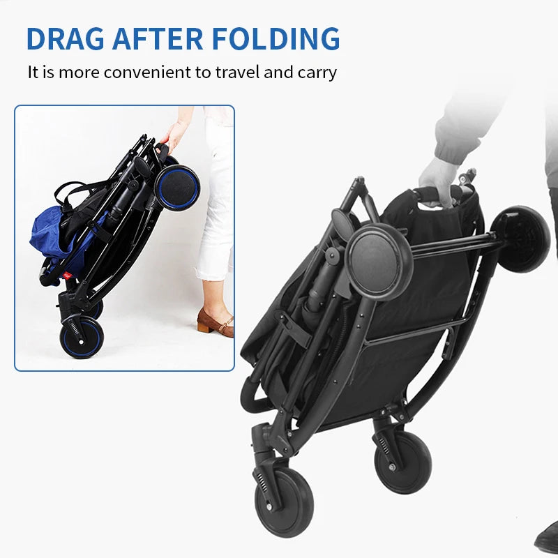 Baby Stroller, One-Hand Fold and Adjustable Canopy Lightweight Baby Stroller, 4 Wheels Infant Stroller