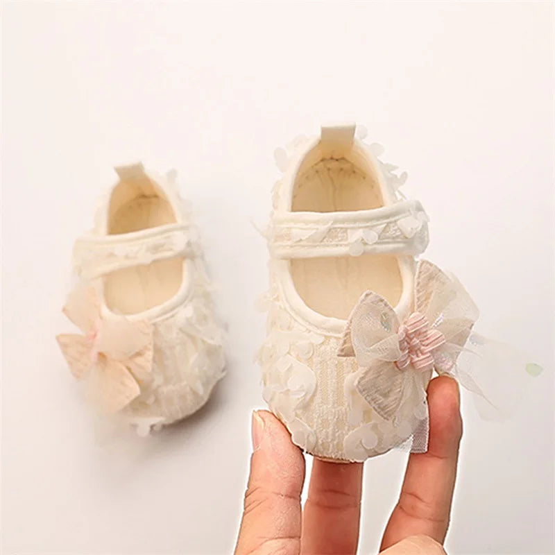 Adorable Baby Girl Bow Flats Shoes with Petal Design for Special Occasions like Parties Festivals and Baby Showers - Perfect