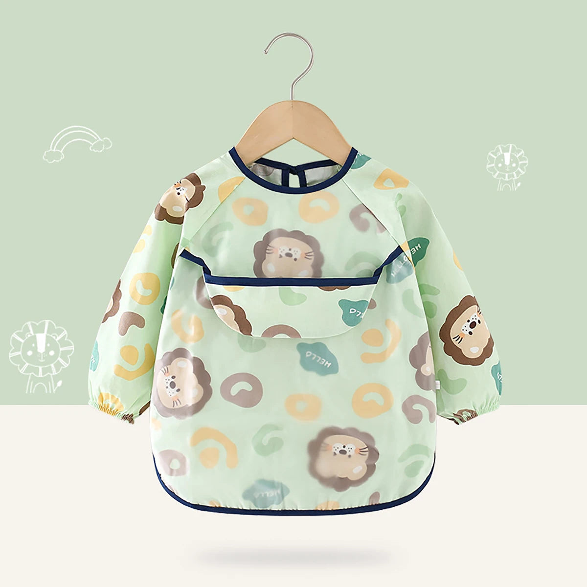 Baby apron baby bib protective clothing children's overalls cotton long sleeve reverse dress waterproof baby eating clothes