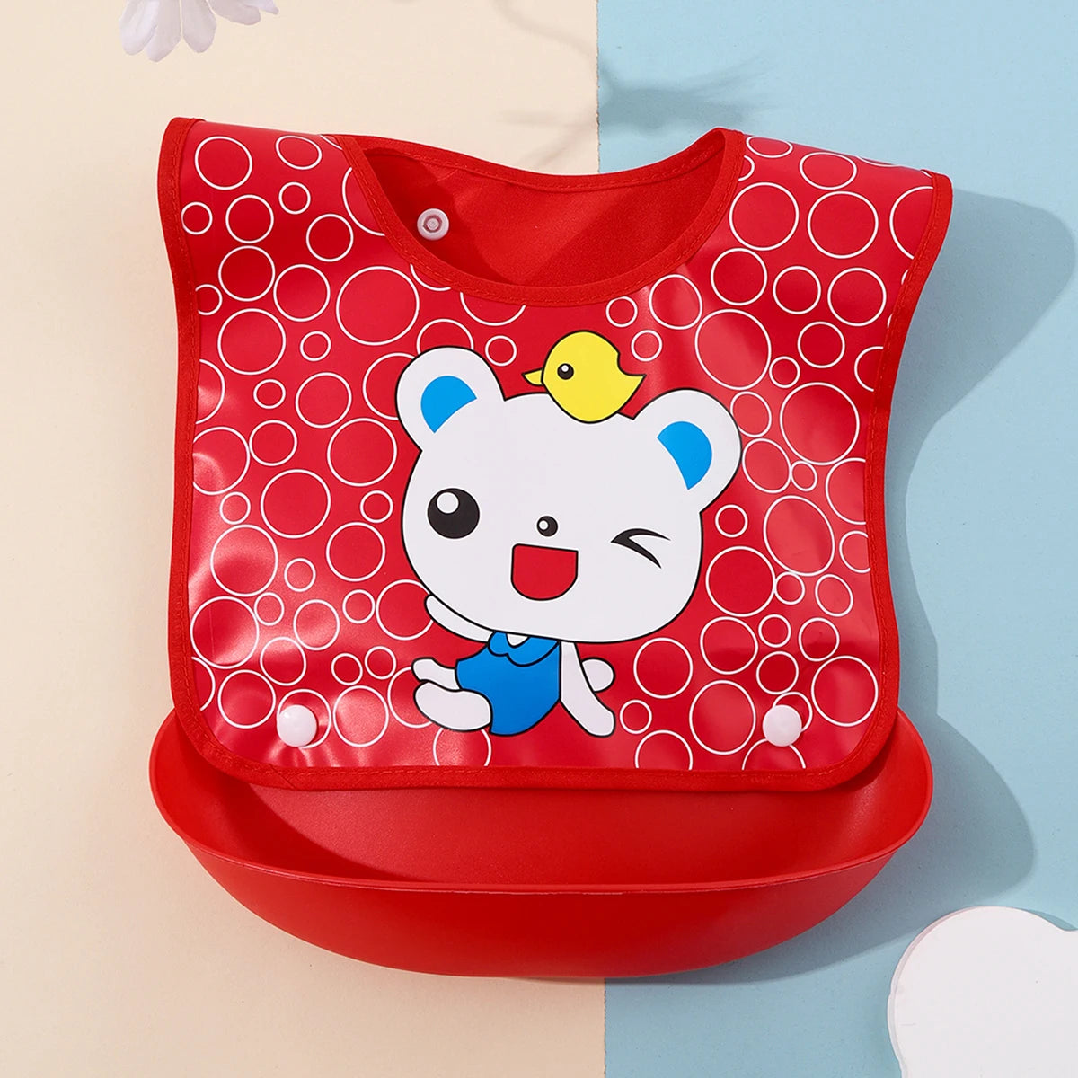 Security Cartoon Print Baby Bibs Boys Girls Bib Waterproof Soft Silicone Kids Burp Cloth Children Bib Feeding Bib with Pocket