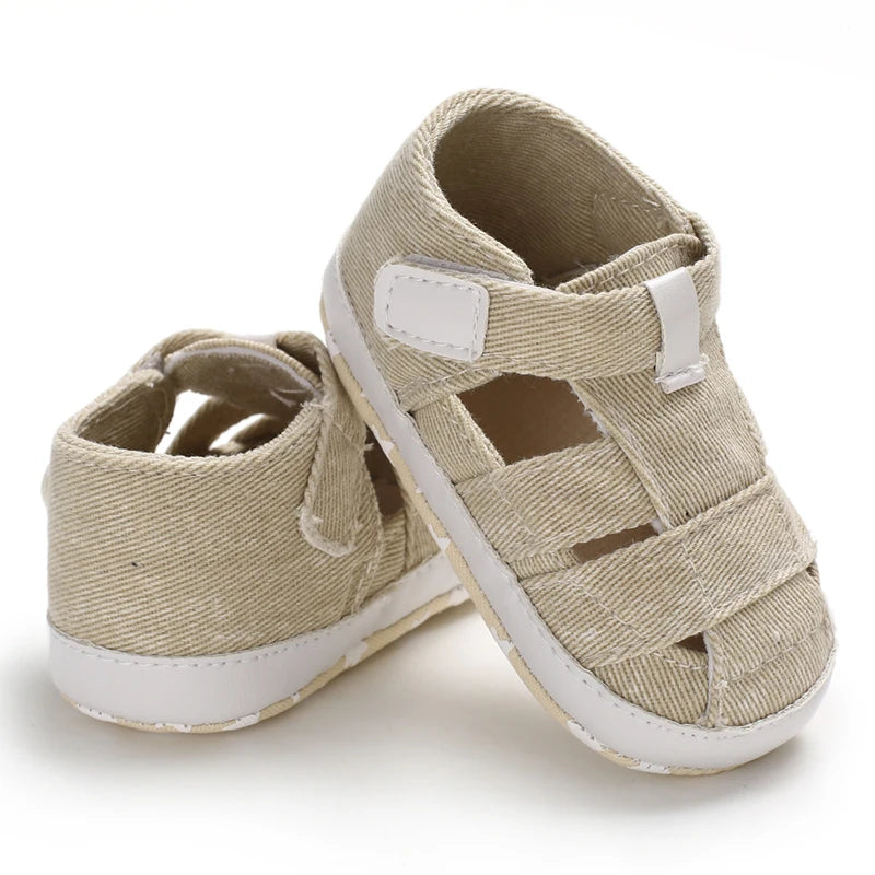 Newborn Boys And Girls Baby Shoes Fashion Canvas Soft Soles First Walking Shoes Breathable Sandals Popular Summer Beach Shoes