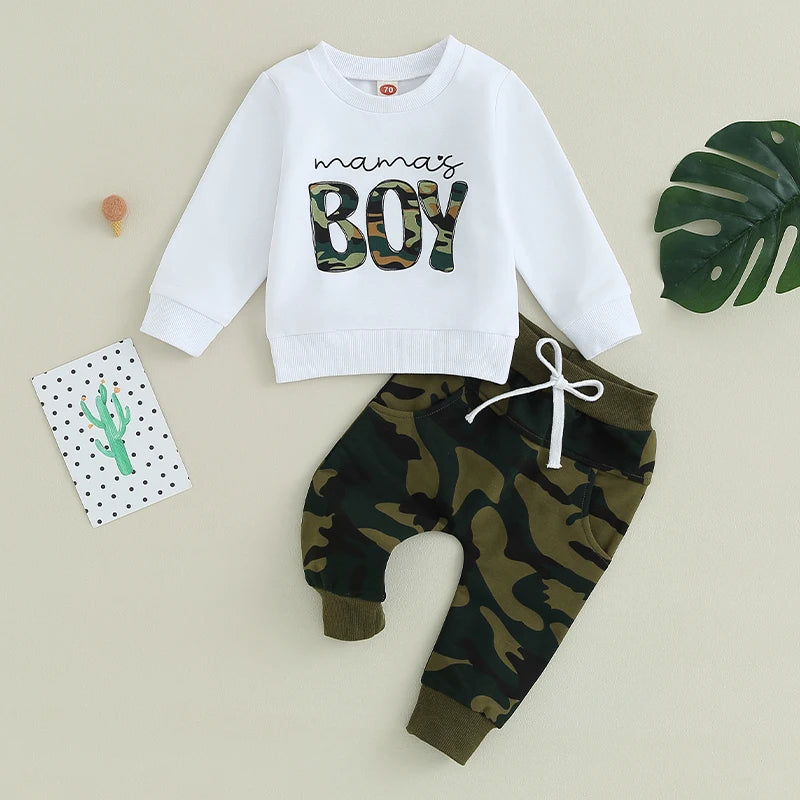 Toddler Boy Winter Outfits Warm Fleece Hoodie Jogger Pants Set Camouflage Letter Print Tracksuit Kids Clothing