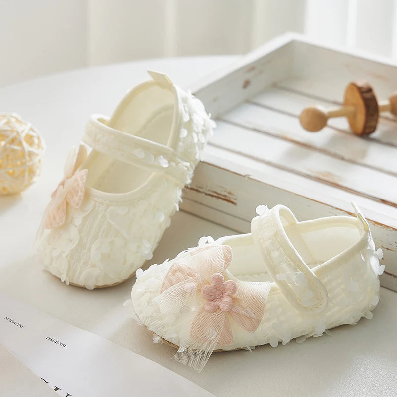 Adorable Baby Girl Bow Flats Shoes with Petal Design for Special Occasions like Parties Festivals and Baby Showers - Perfect