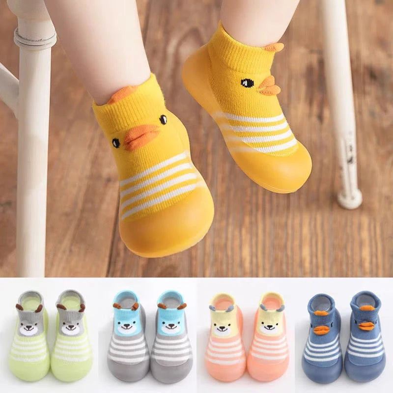 Animal Pattern Baby Floor Socks Non-slip Silicone Sole Cute Cartoon Toddler Shoes Breathable Casual Cotton Baby Boys Girls Shoes